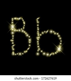 Beautiful sparkling letter B b of alphabet made of star dust vector
