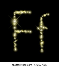 Beautiful sparkling letter F f of alphabet made of star dust vector