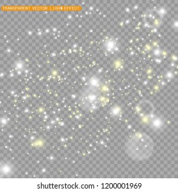 Beautiful sparks shine with special light. Vector sparkles on a transparent background. Christmas abstract pattern. A beautiful illustration for the postcard. The background for the image. Luminaries.