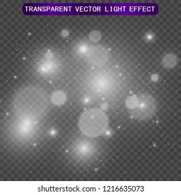 Beautiful sparks shine with special light. Vector sparkles on a transparent background. Christmas abstract pattern. A beautiful illustration for the postcard. The background for the image. Luminaries.