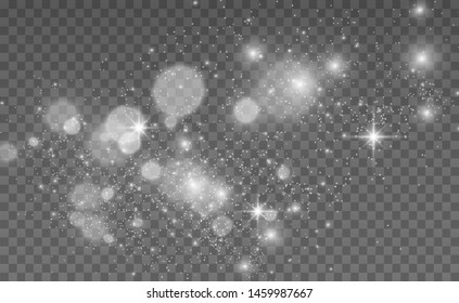 Beautiful sparks shine with special light. Vector sparkles on a transparent background. Christmas abstract pattern. A beautiful illustration for the postcard. The background for the image. Luminaries.