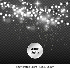 Beautiful sparks shine with special light. Vector sparkles on a transparent background. Christmas abstract pattern. A beautiful illustration for the postcard. The background for the image. Luminaries.