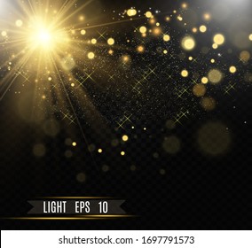 Beautiful sparks shine with special light. Vector sparkles on a transparent background. Christmas abstract pattern. A beautiful illustration for the postcard. The background for the image. Luminaries.