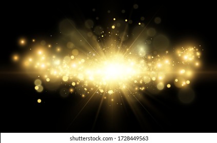Beautiful sparks shine with special light. Vector sparkles on a transparent background. Christmas abstract pattern. A beautiful illustration for the postcard. The background for the image. Luminaries.