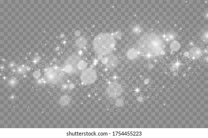 Beautiful sparks shine with special light. Vector sparkles on a transparent background. Christmas abstract pattern. A beautiful illustration for the postcard. The background for the image. Luminaries.