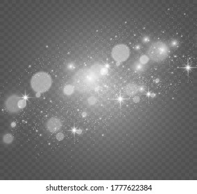 Beautiful sparks shine with special light. Vector sparkles on a transparent background. Christmas abstract pattern. A beautiful illustration for the postcard. The background for the image. Luminaries.