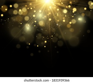 Beautiful sparks shine with special light. Vector sparkles. Christmas abstract pattern.