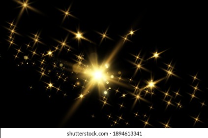 Beautiful sparks shine with special light. Vector sparkles on a transparent background. Christmas abstract pattern. A beautiful illustration for the postcard. The background for the image. Luminaries.