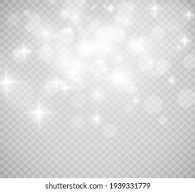 Beautiful sparks shine with special light. Vector sparkles on a transparent background. Christmas abstract pattern. A beautiful illustration for the postcard. The background for the image. Luminaries.