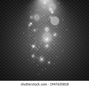 Beautiful sparks shine with special light. Vector sparkles on a transparent background. Christmas abstract pattern. A beautiful illustration for the postcard. The background for the image. Luminaries.