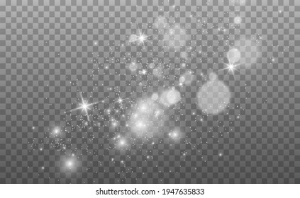 Beautiful sparks shine with special light. Vector sparkles on a transparent background. Christmas abstract pattern. A beautiful illustration for the postcard. The background for the image. Luminaries.