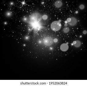 Beautiful sparks shine with special light. Vector sparkles on a transparent background. Christmas abstract pattern. A beautiful illustration for the postcard. The background for the image. Luminaries.
