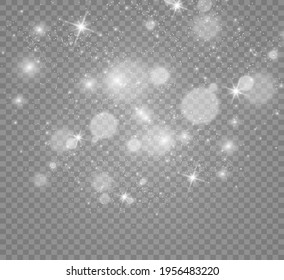Beautiful sparks shine with special light. Vector sparkles on a transparent background. Christmas abstract pattern. A beautiful illustration for the postcard. The background for the image. Luminaries