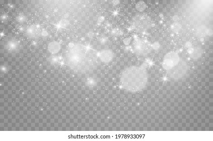 Beautiful sparks shine with special light. Vector sparkles on a transparent background. Christmas abstract pattern. A beautiful illustration for the postcard. The background for the image. Luminaries.