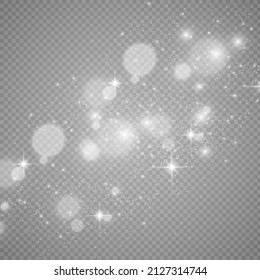 Beautiful sparks shine with special light. Vector sparkles on a transparent background. Christmas abstract pattern. A beautiful illustration for the postcard. The background for the image. Luminaries.