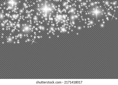 Beautiful sparks shine with special light. Vector sparkles on a transparent background. Christmas abstract pattern. A beautiful illustration for the postcard. The background for the image. Luminaries
