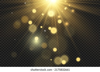 Beautiful sparks shine with special light. Vector sparkles on a transparent background. Christmas abstract pattern. A beautiful illustration for the postcard. The background for the image. Luminaries.