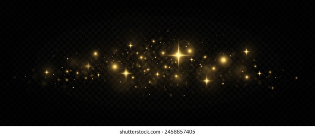 Beautiful sparks shine with special light. The dust sparks and golden stars shine with special light. Christmas Abstract stylish light effect.
