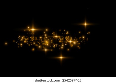 Beautiful sparks shine with special light. The dust sparks and golden stars shine with special light. Christmas Abstract stylish light effect.
