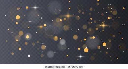 Beautiful sparks shine with special light. The dust sparks and golden stars shine with special light. Christmas Abstract stylish light effect.