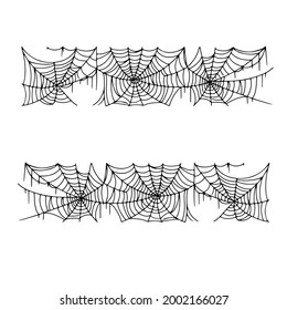 Beautiful spider web. Halloween decor. Decoration for the holiday. Vector illustration isolated on white background.