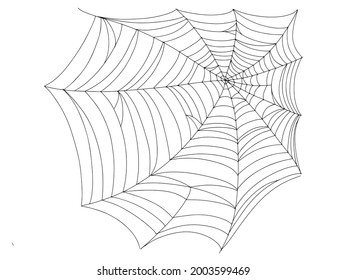 Beautiful spider web. Halloween decor. Decoration for the holiday. Vector illustration isolated on white background.