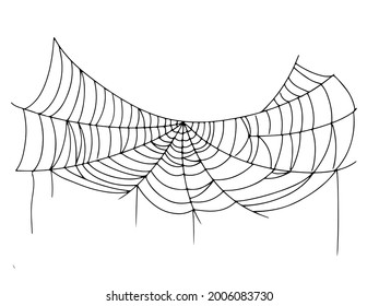 Beautiful spider web. Halloween decor. Decoration for the holiday. Vector illustration isolated on white background.