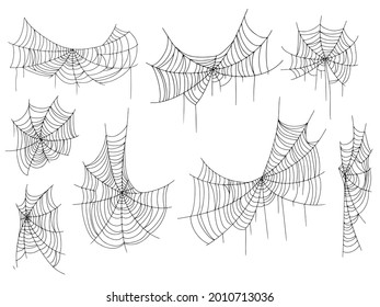 Beautiful spider web. Halloween decor. Decoration for the holiday. Vector illustration isolated on white background.
