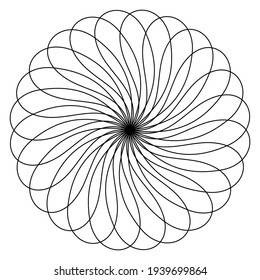 Beautiful spiral mandala design isolated on white background.
