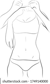 Beautiful sport girl body siluet. black lines on white background