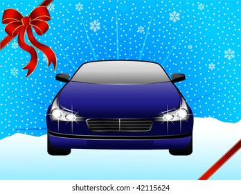 beautiful sporting car on a background a winter background for a design