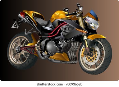 Beautiful Sports bike vector illustration on brown background