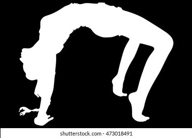Beautiful sporty girl doing fitness workout, exercise bridge, asana urdhva dhanurasana, Upward Bow (Wheel) yoga Pose, training for strong back and shoulder muscles