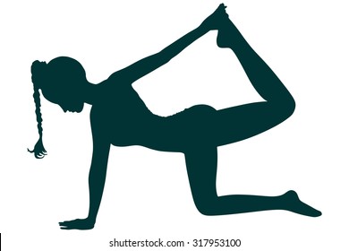 beautiful sporty girl practices yoga, pilates, fitness