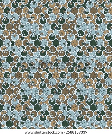 Beautiful spotted ornate seamless pattern. Overlapping art forms, stripes are grouped and arranged in a certain order. Vector. 