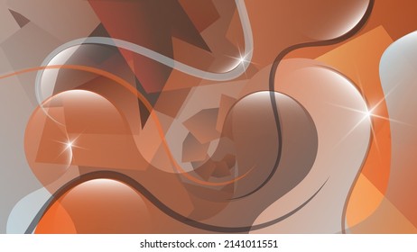 Beautiful spotted wallpaper. Overlapping various forms of gray-orange tones, wavy stripes, highlights and flashes of light. Template for your projects. Vector. 