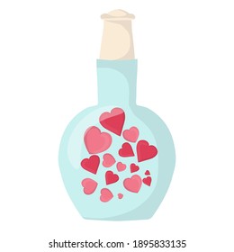 A beautiful spray bottle with hearts inside. On an isolated white background. Vector illustration