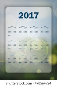 Beautiful spring abstract green natural light 2017 calendar modern simple design