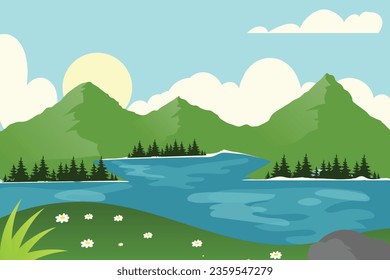 Beautiful spring adventure mountain landscape background