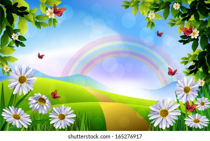 Beautiful Spring Background Stock Vector (Royalty Free) 165276917 ...