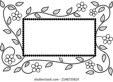  bello fondo primaveral con flores y hojas en blanco y negro