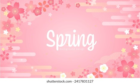 Beautiful spring background design with cherry blossom illustration