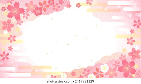 Beautiful spring background design with cherry blossom illustration