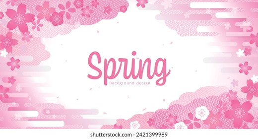 Beautiful spring background design with cherry blossom illustration