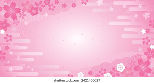 Beautiful spring background design with cherry blossom illustration