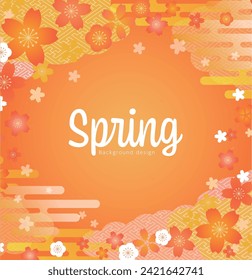 Beautiful spring background design with cherry blossom illustration