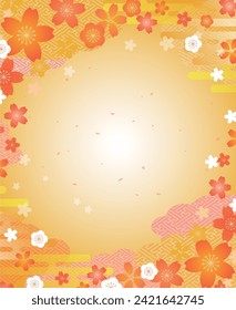 Beautiful spring background design with cherry blossom illustration
