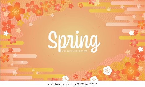 Beautiful spring background design with cherry blossom illustration