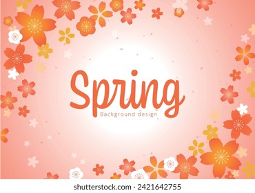 Beautiful spring background design with cherry blossom illustration