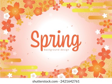 Beautiful spring background design with cherry blossom illustration